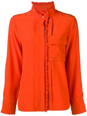 Блузка с воротником-стойкой и оборками Chloé. Цвет: оранжевый