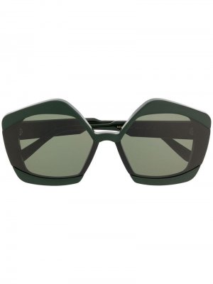 Солнцезащитные очки в массивной оправе Marni Eyewear. Цвет: зеленый