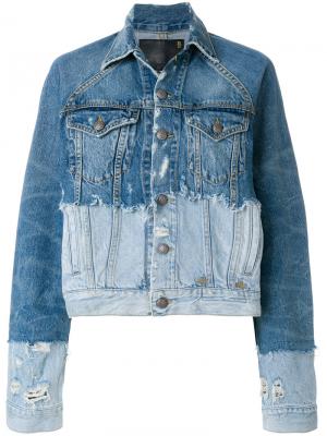 Джинсовая куртка с контрастной отделкой R13. Цвет: синий