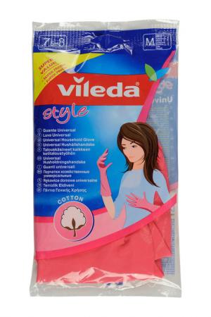 Перчатки универсальные VILEDA. Цвет: розовый