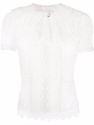 Кружевная блузка с оборками Ermanno Scervino. Цвет: белый