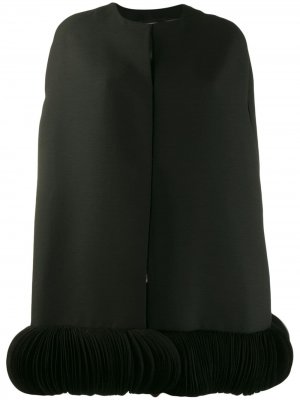 Кейп из ткани Crêpe Couture с вышивкой Valentino. Цвет: черный