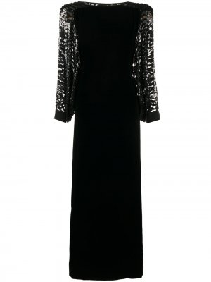 Длинное платье-кейп 1980-х годов с пайетками Valentino Pre-Owned. Цвет: черный