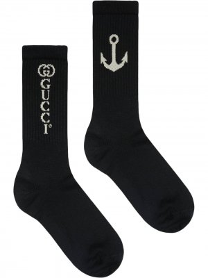 Носки с логотипом Gucci. Цвет: черный