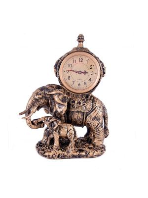 Часы настольные Слоны Русские подарки. Цвет: темно-коричневый