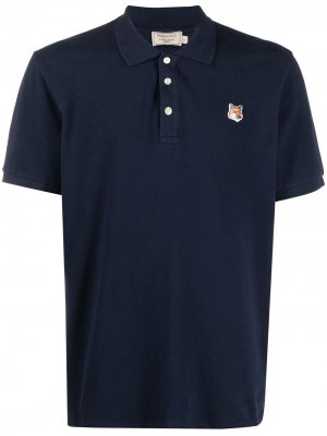 Рубашка поло с вышитым логотипом Maison Kitsuné. Цвет: синий