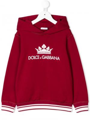 Толстовка с капюшоном и логотипом Dolce & Gabbana Kids. Цвет: красный