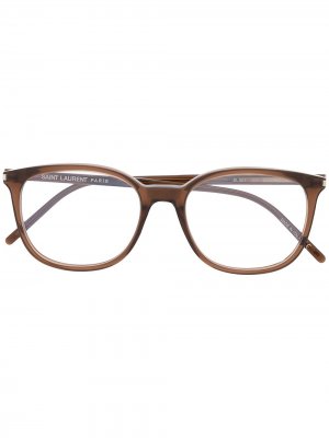 Очки SL307 в квадратной оправе Saint Laurent Eyewear. Цвет: коричневый