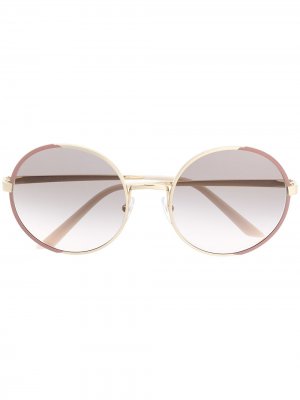 Солнцезащитные очки в круглой оправе Prada Eyewear. Цвет: розовый
