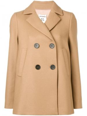 Двубортное пальто прямого кроя Semicouture. Цвет: нейтральные цвета