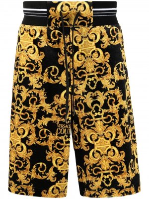 Спортивные шорты с принтом Baroque Versace Jeans Couture. Цвет: черный