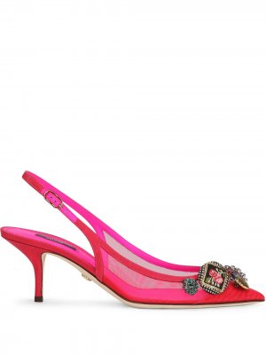Декорированные туфли с ремешком на пятке Dolce & Gabbana. Цвет: розовый