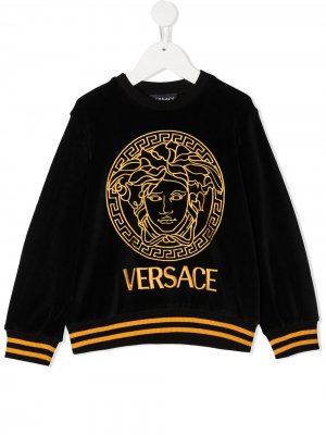 Толстовка с вышивкой Young Versace. Цвет: черный