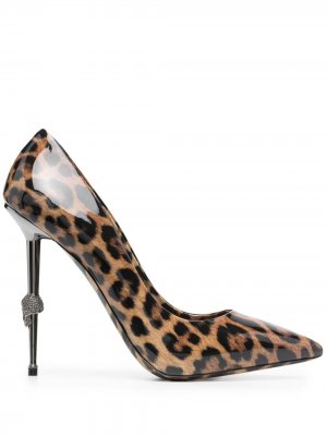 Туфли-лодочки Decollete с леопардовым принтом Philipp Plein. Цвет: коричневый