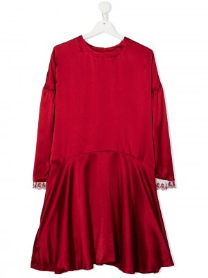 Платье-трапеция с длинными рукавами Chloé Kids. Цвет: красный