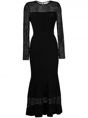 Платье миди с кружевными вставками Alexander McQueen. Цвет: черный