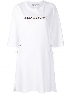 Платье-рубашка с логотипом Off-White. Цвет: белый