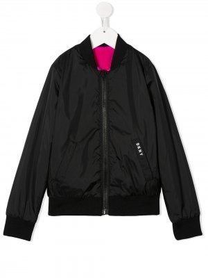 Куртка на молнии с логотипом Dkny Kids. Цвет: черный