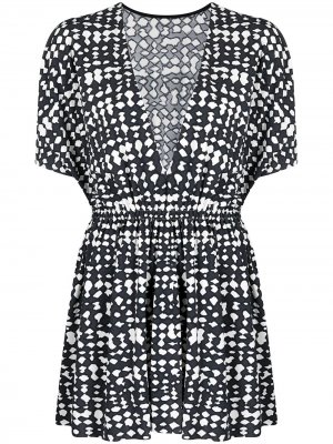 Пляжное платье Zebre с абстрактным принтом Eres. Цвет: черный