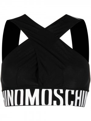 Спортивный бюстгальтер с логотипом Moschino. Цвет: черный