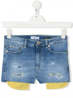 Джинсовые шорты с контрастной строчкой Dondup Kids. Цвет: синий