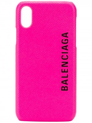 Чехол для iPhone X с логотипом Balenciaga. Цвет: розовый
