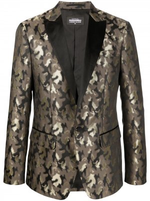 Пиджак с камуфляжным принтом Dsquared2. Цвет: золотистый