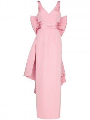 Платье макси с бантом и V-образным вырезом Carolina Herrera. Цвет: розовый