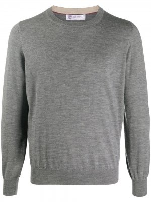 Пуловер с круглым вырезом Brunello Cucinelli. Цвет: серый