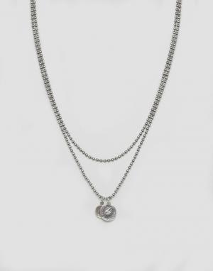 Набор ожерелий с подвесками-монетами ASOS. Цвет: серебряный