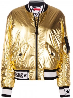 Куртка-бомбер с принтом Millennials Star Dolce & Gabbana. Цвет: золотистый