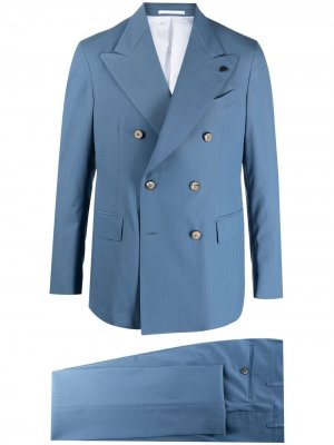 Строгий костюм с двубортным пиджаком Gabriele Pasini. Цвет: синий