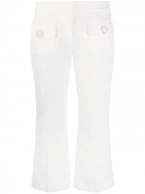 Укороченные парчовые брюки с цветочным узором Dolce & Gabbana. Цвет: белый