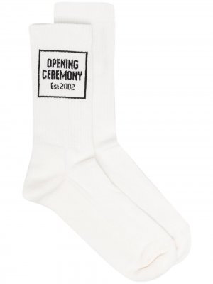 Носки вязки интарсия с логотипом Opening Ceremony. Цвет: белый