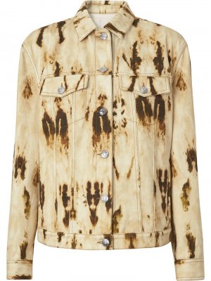 Джинсовая куртка с принтом и монограммой Burberry. Цвет: нейтральные цвета