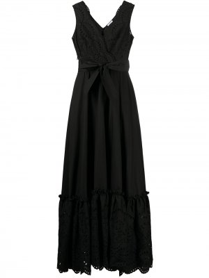 Платье с V-образным вырезом и перфорацией P.A.R.O.S.H.. Цвет: черный