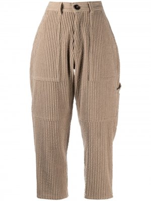 Укороченные вельветовые брюки AMI Paris. Цвет: коричневый