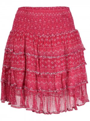 Ярусная юбка с цветочным принтом Mes Demoiselles. Цвет: розовый