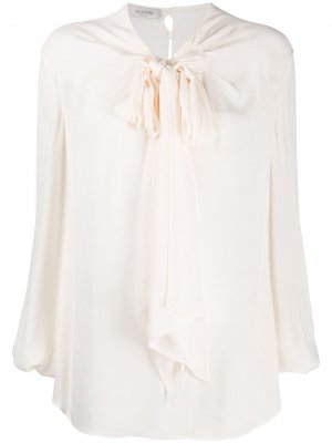 Блузка с завязками на воротнике Valentino. Цвет: нейтральные цвета