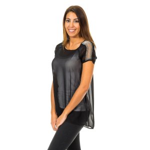 Женская блузка с коротким рукавом из полупрозрачной и дышащей ткани 10DMC0263 MET