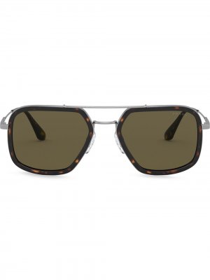 Солнцезащитные очки Game в оправе навигатор Prada Eyewear. Цвет: коричневый