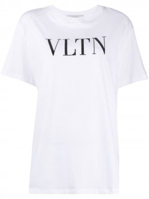 Футболка с пайетками и логотипом VLTN Valentino. Цвет: белый