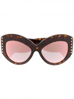 Солнцезащитные очки в оправе кошачий глаз с зеркальными линзами Valentino Eyewear. Цвет: коричневый