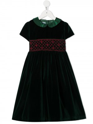 Платье с короткими рукавами и вышивкой Siola. Цвет: зеленый