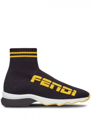 Кроссовки-носки с логотипом Fendi. Цвет: черный