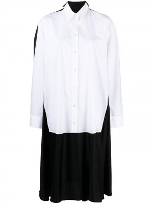 Многослойное платье-рубашка длины миди MM6 Maison Margiela. Цвет: черный