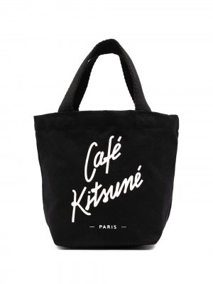 Сумка-тоут с логотипом Maison Kitsuné. Цвет: черный