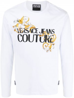 Футболка с длинными рукавами и логотипом Versace Jeans Couture. Цвет: белый