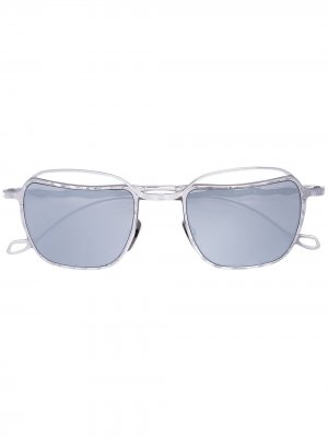 Солнцезащитные очки с голубыми линзами Kuboraum. Цвет: серебристый