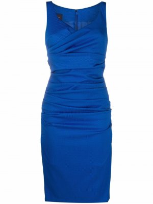 Облегающее платье со сборками Talbot Runhof. Цвет: синий
